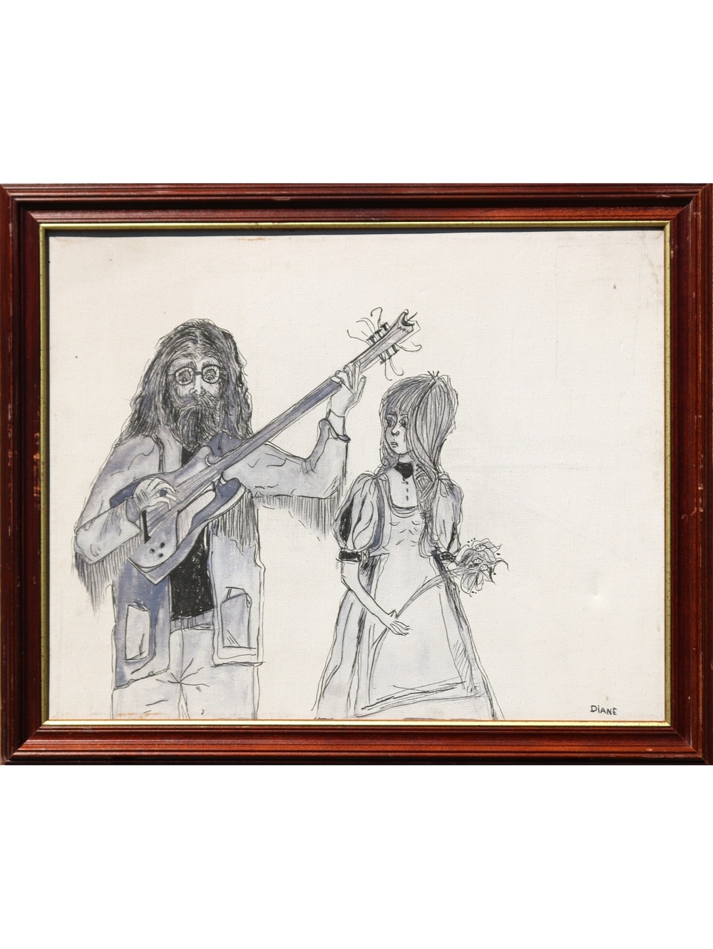 Band vintage framed oil painting original artwork musical